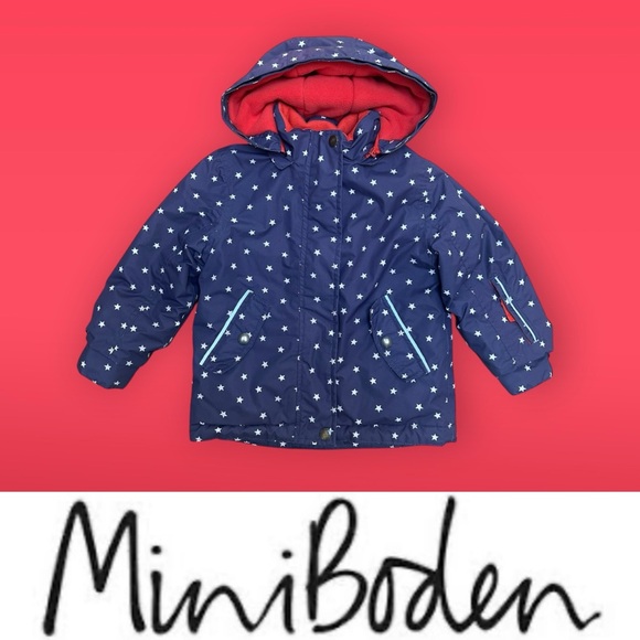 Mini Boden Purple with Stars Waterproof Ski Jacket, Size 4-5 Years, MSRP $110 - Picture 2 of 10